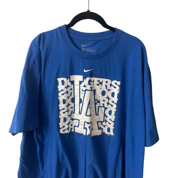 Nike Mens 2XL T-Shirt Dodgers Los Angeles Blue LA Short Sleeve Tee MLB Loose Fit - Picture 3 of 6